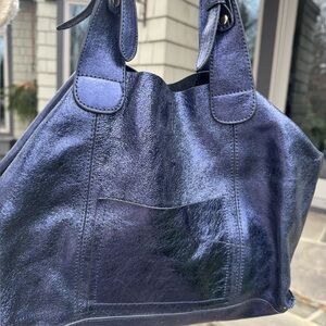 Metallic real leather bag